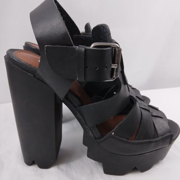 MIA LUKA Platform Sandals Black Grunge Steampunk Womens Size 7 M - Picture 3 of 10